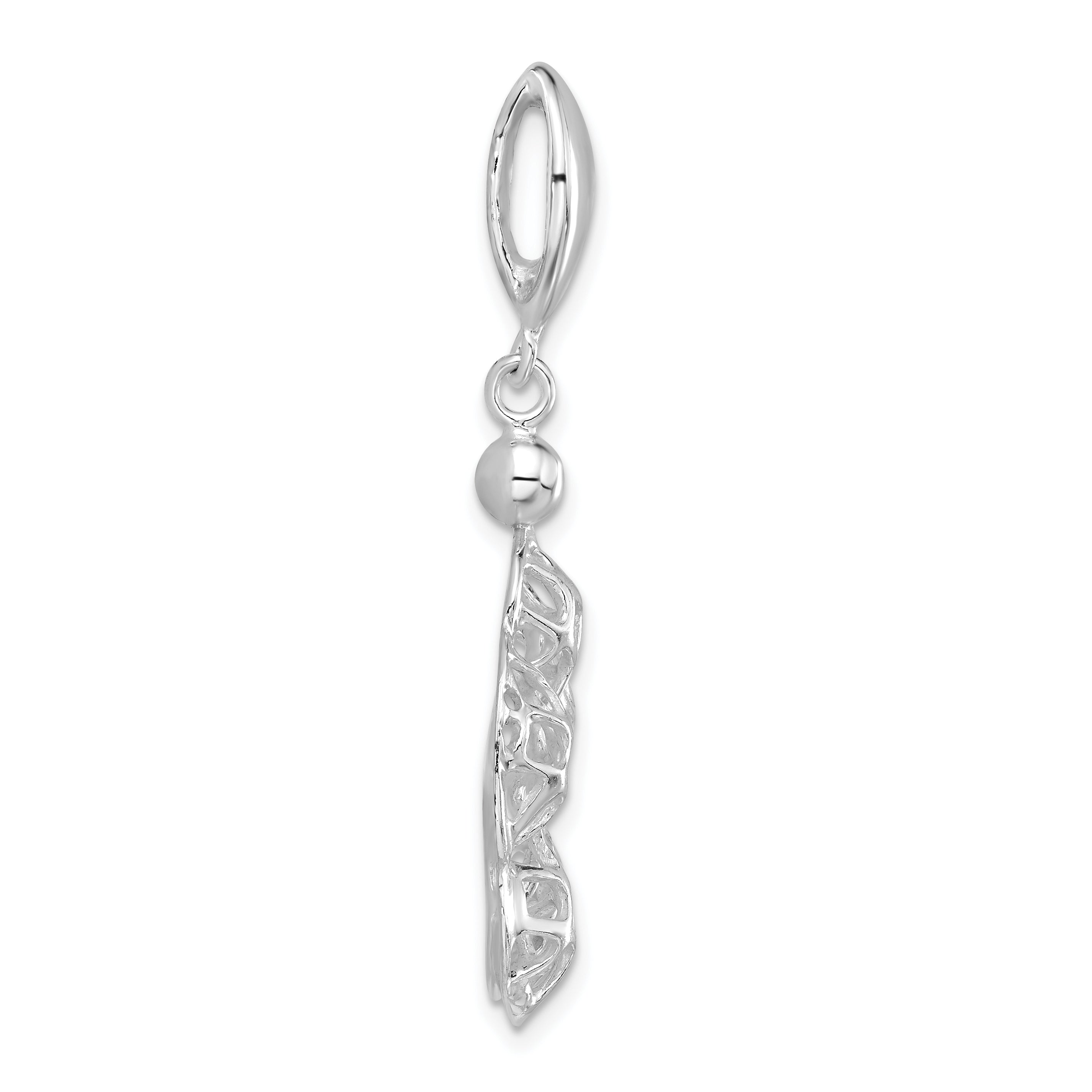Sterling Silver 925 Polished Flower Pendant Unisex Elegant Charm