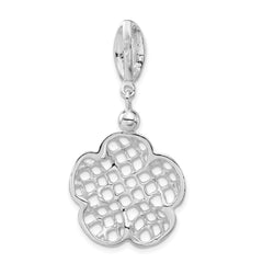 Sterling Silver 925 Polished Flower Pendant Unisex Elegant Charm
