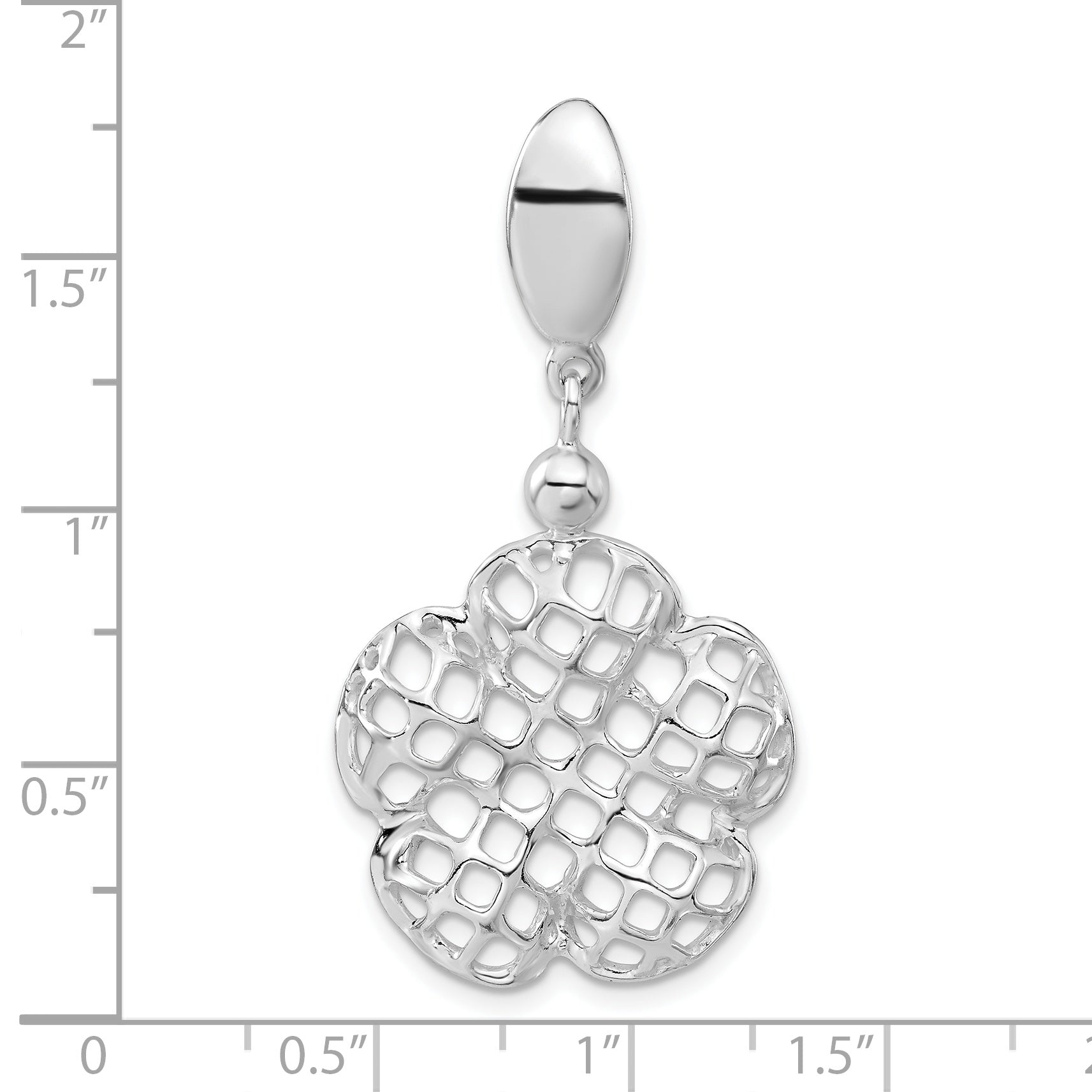 Sterling Silver 925 Polished Flower Pendant Unisex Elegant Charm
