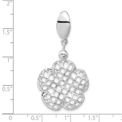 Sterling Silver 925 Polished Flower Pendant Unisex Elegant Charm