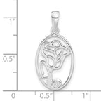 Sophia Jewelers Sterling Silver CZ Rose Oval Pendant Polished Elegance