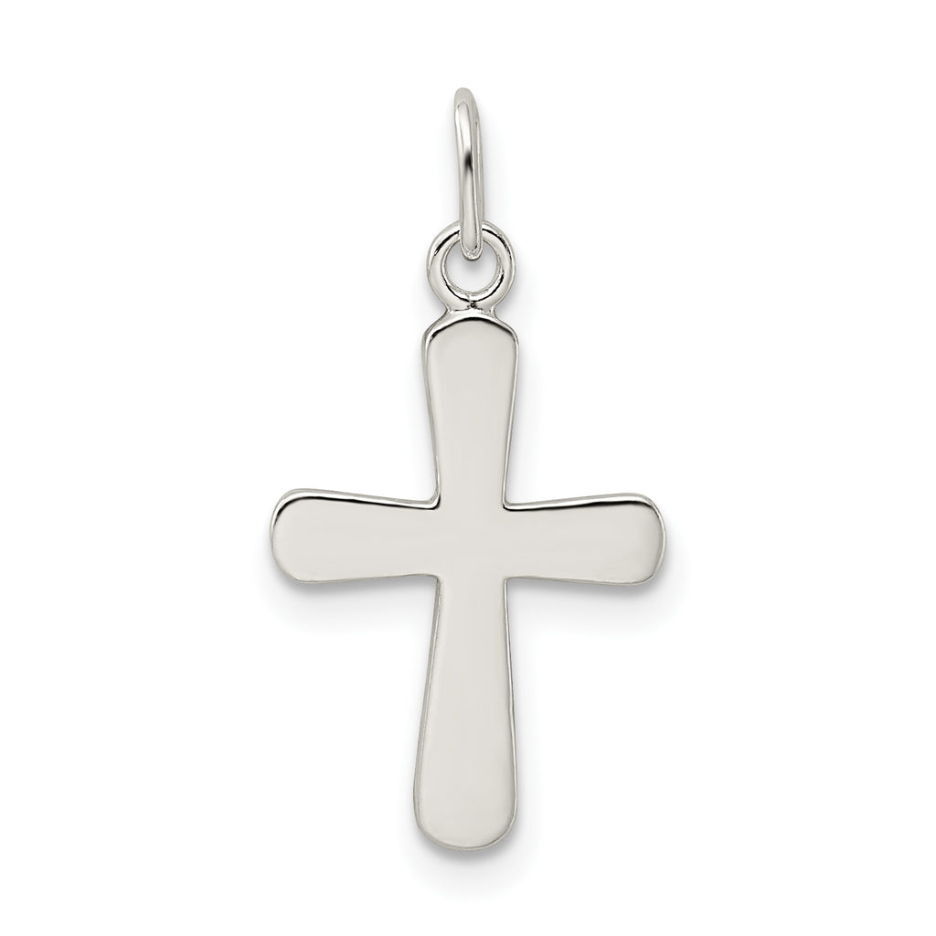 Sterling Silver 925 Polished Cross Charm with Anti-Tarnish Finish for Children