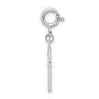 Sterling Silver CZ Faith Cross Charm with Rhodium Plated Finish