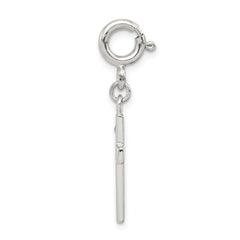 Sterling Silver CZ Faith Cross Charm with Rhodium Plated Finish