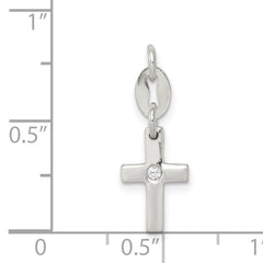 Sterling Silver 925 Cross Charm with Polished CZ Elegance