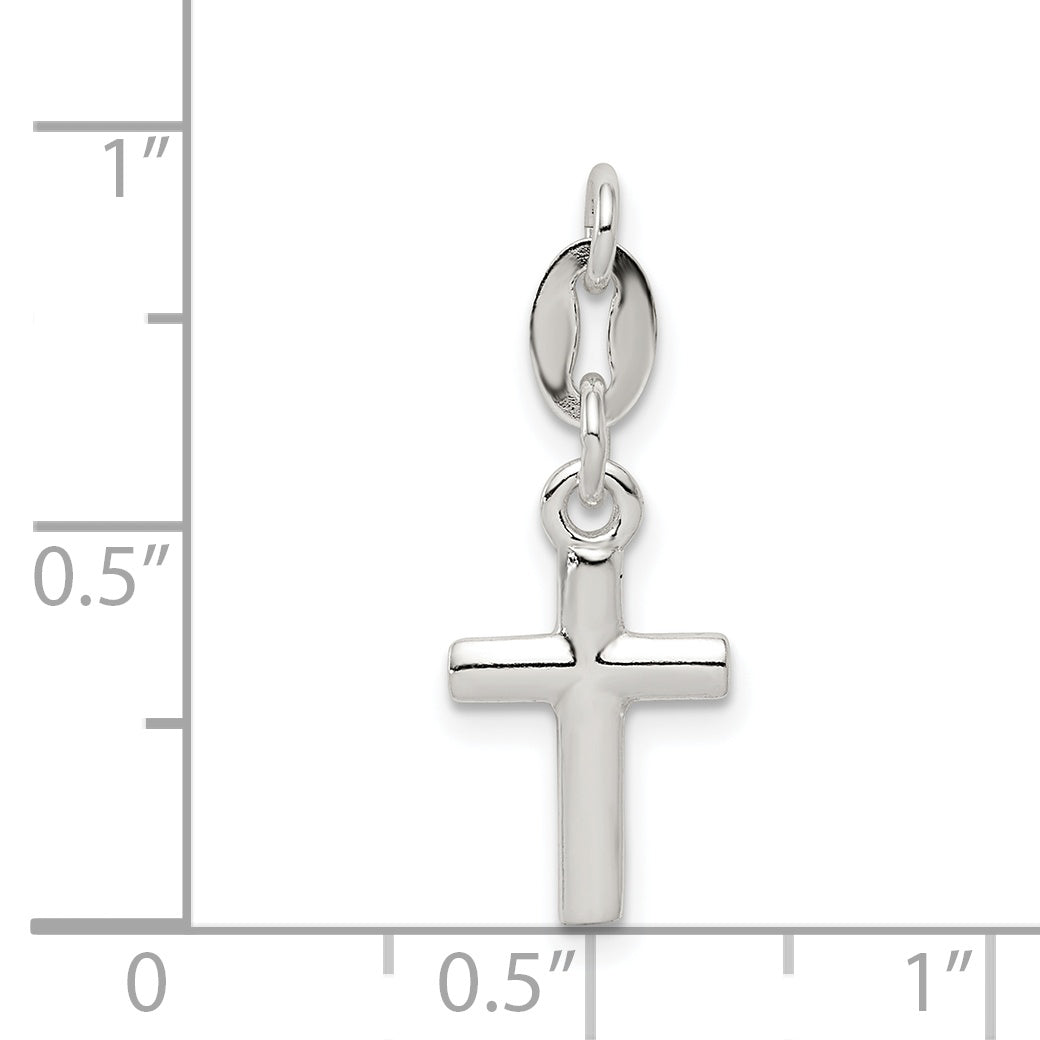 Sterling Silver 925 Children's Cross Charm Polished Anti-Tarnish Finish