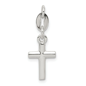 Cross Charm in Sterling Silver, 8x16mm - Sophia Jewelers