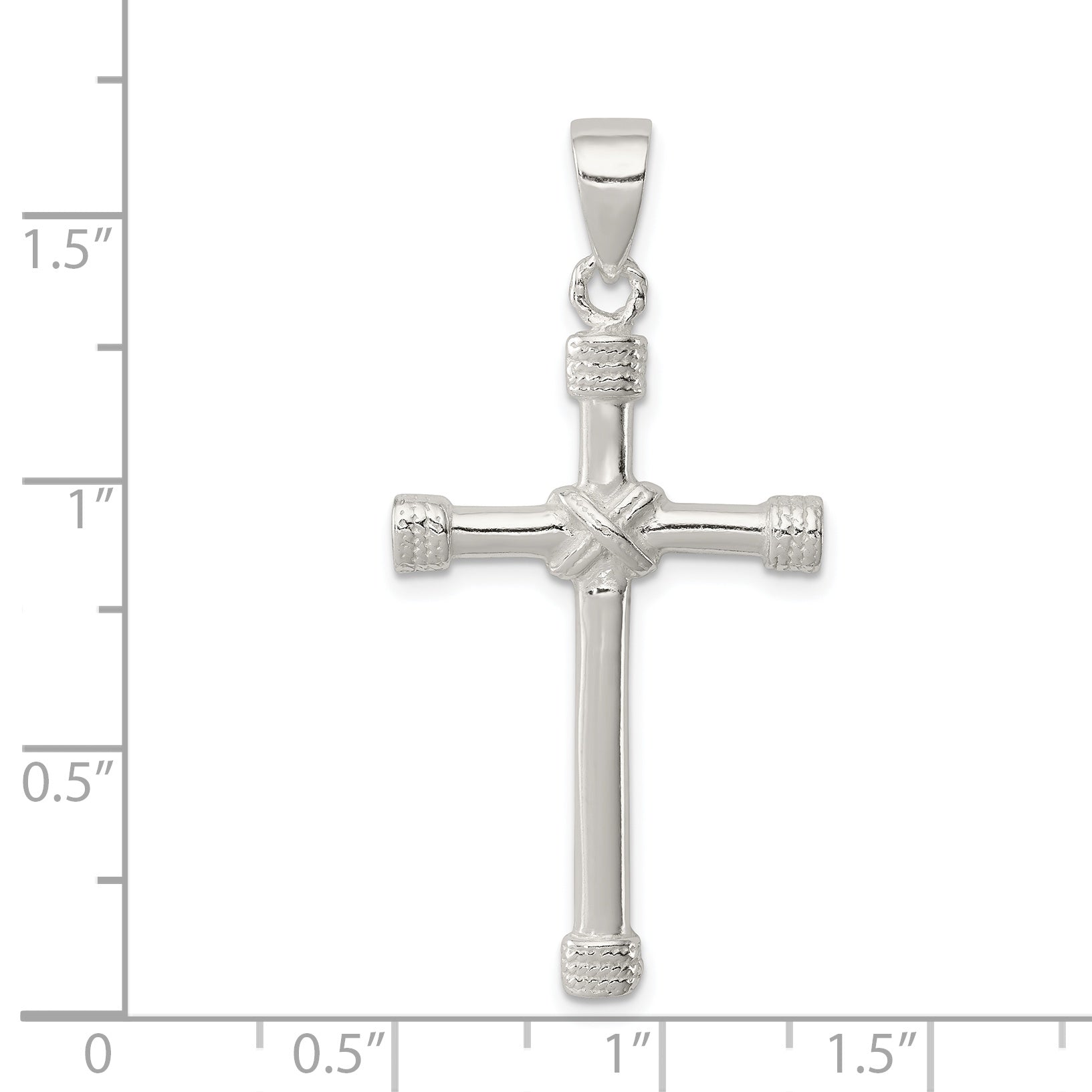 Sterling Silver 925 Polished Cross Pendant with Anti-Tarnish Finish