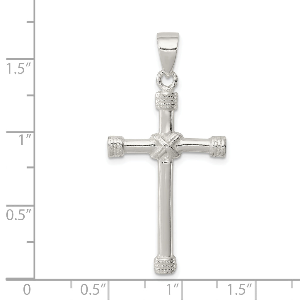 Sterling Silver 925 Polished Cross Pendant with Anti-Tarnish Finish