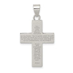 Sterling Silver 925 Lords Prayer Cross Pendant with Rhodium Polish