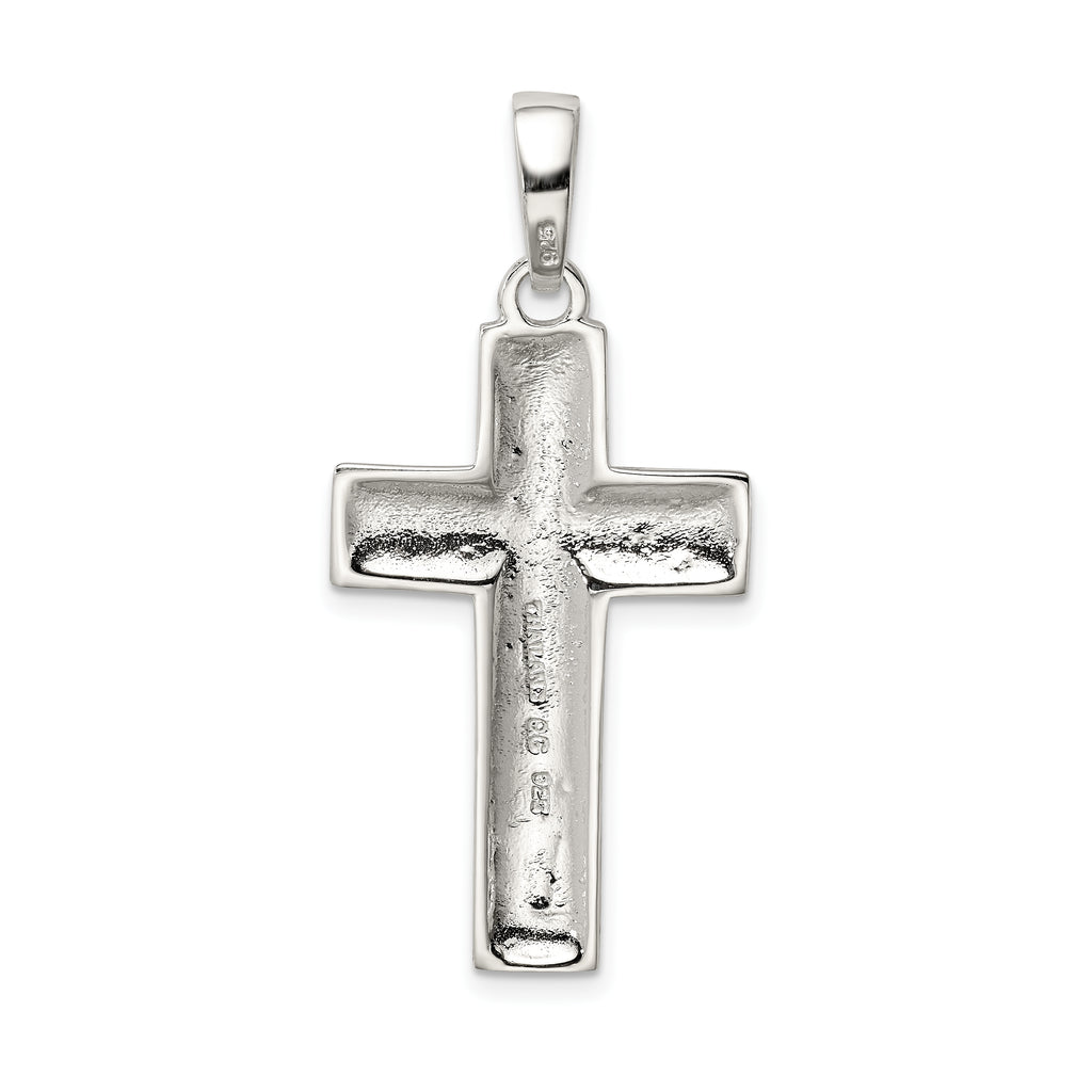 Sterling Silver 925 Polished Cross Pendant Elegant Solid Design