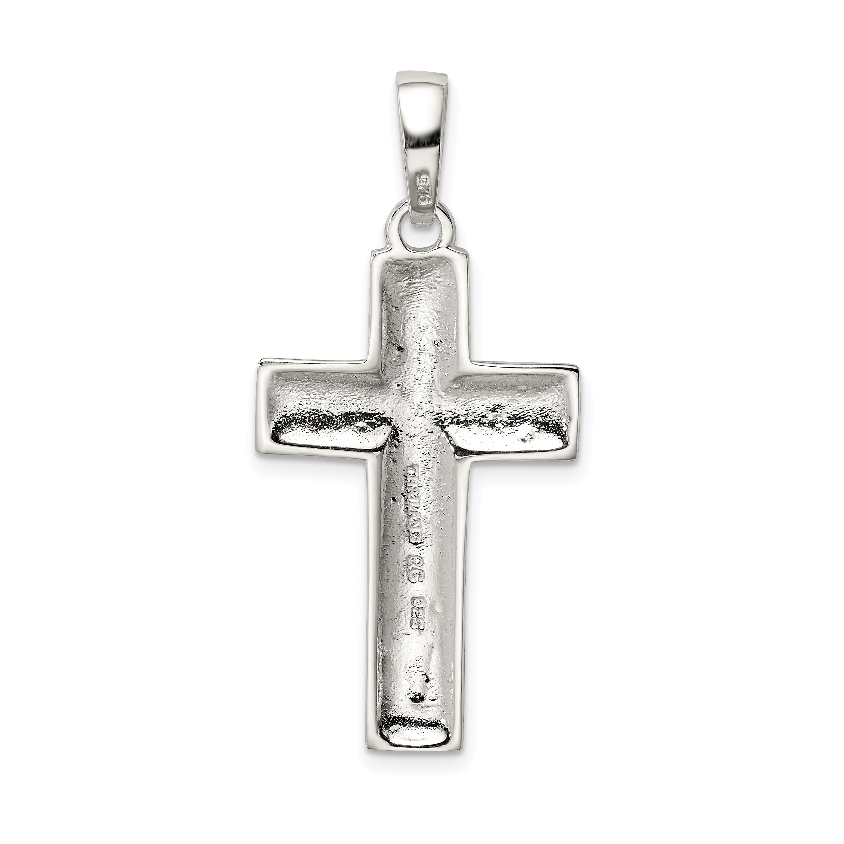 Sterling Silver 925 Polished Cross Pendant Elegant Solid Design