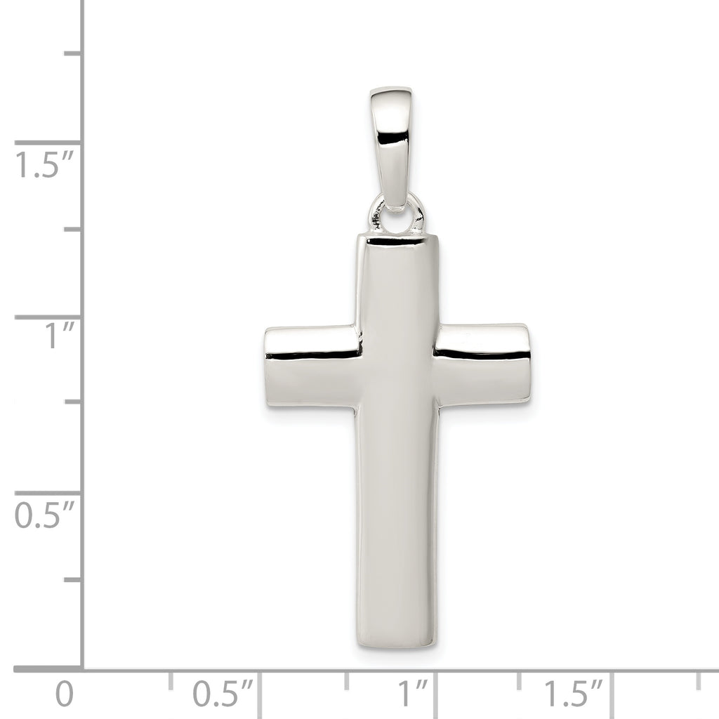 Sterling Silver 925 Polished Cross Pendant Elegant Solid Design