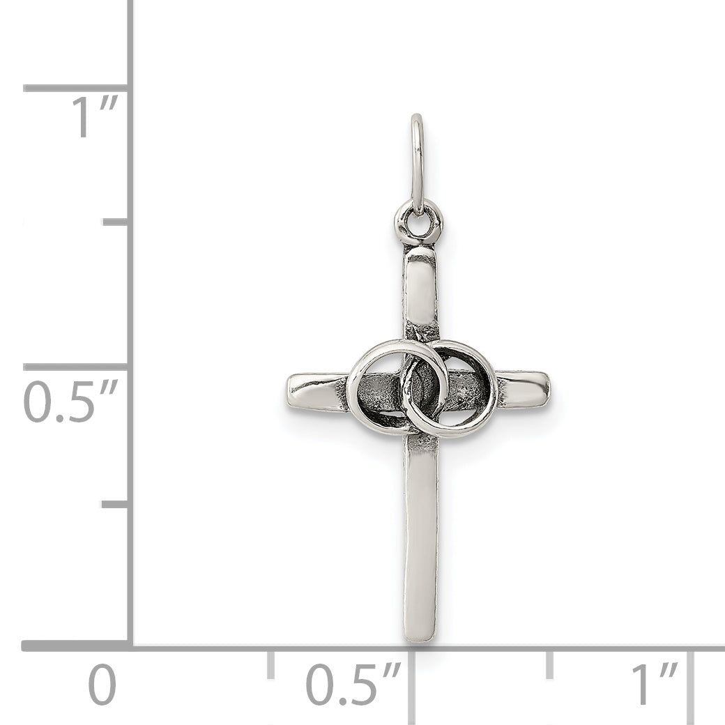 Sterling Silver 925 Antiqued Wedding Cross Charm Vintage Elegance