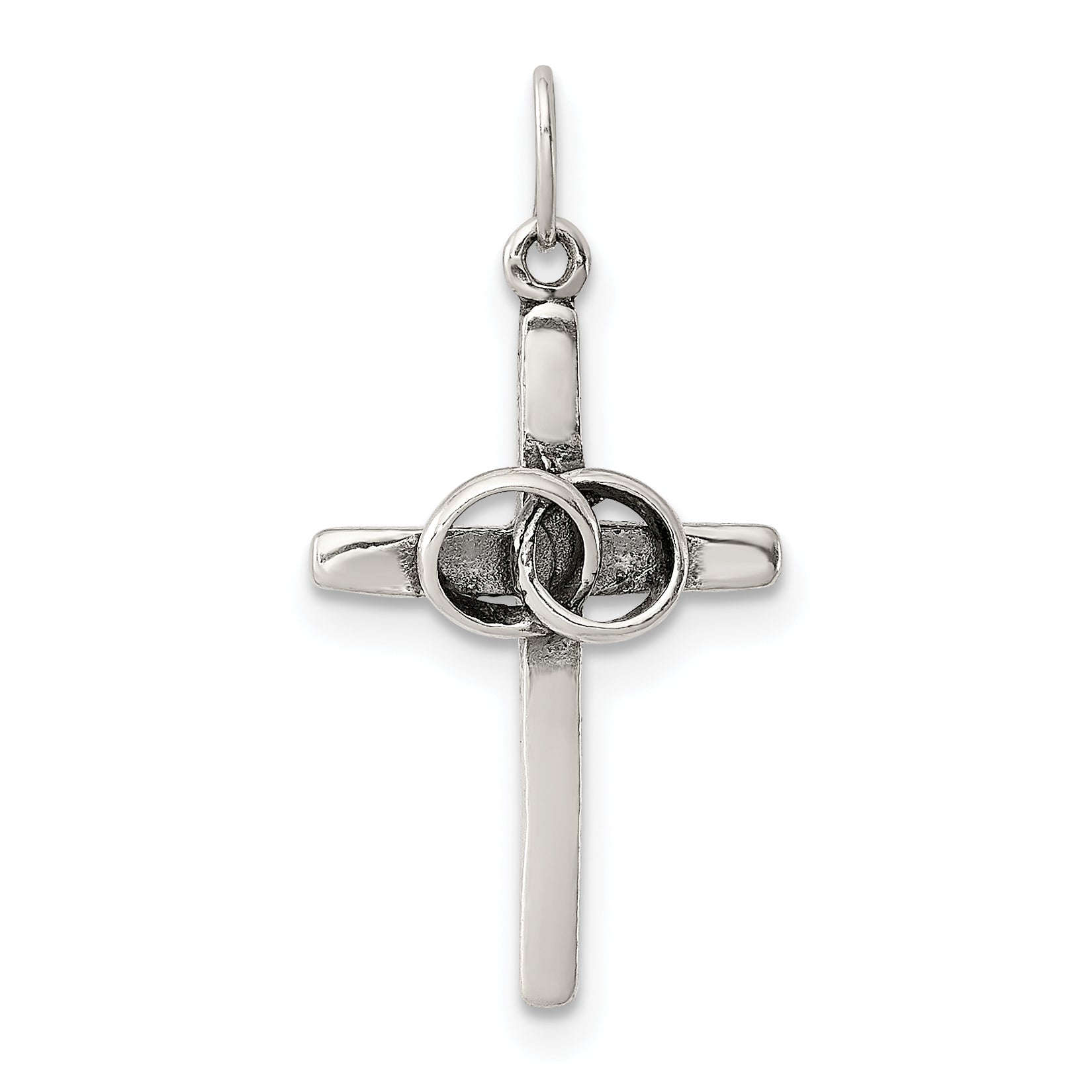 Sterling Silver Antiqued Wedding Cross Charm Main image