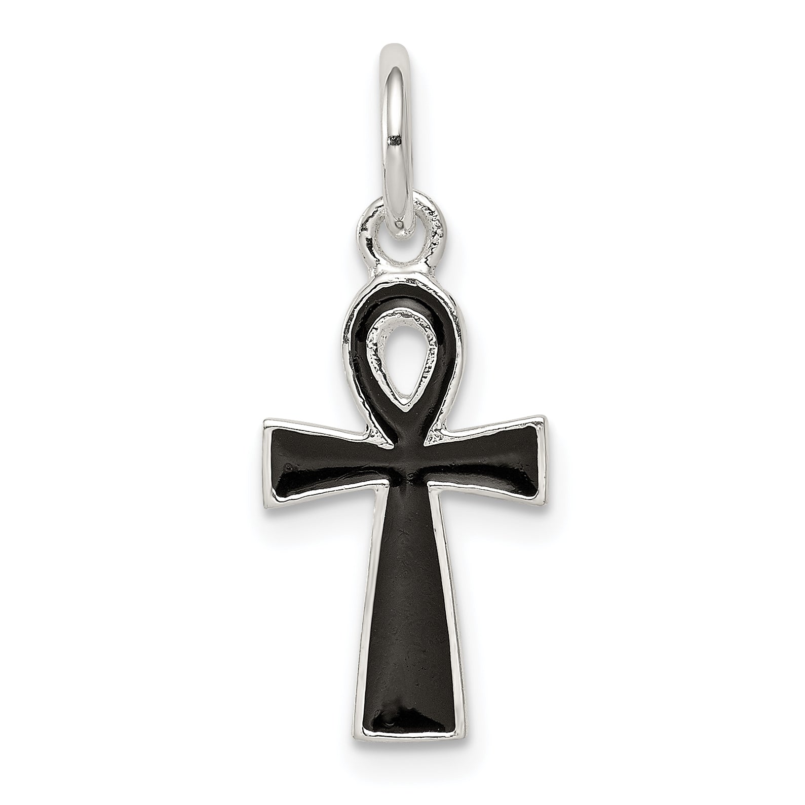 Sterling Silver Black Enamel Cross Pendant Main image