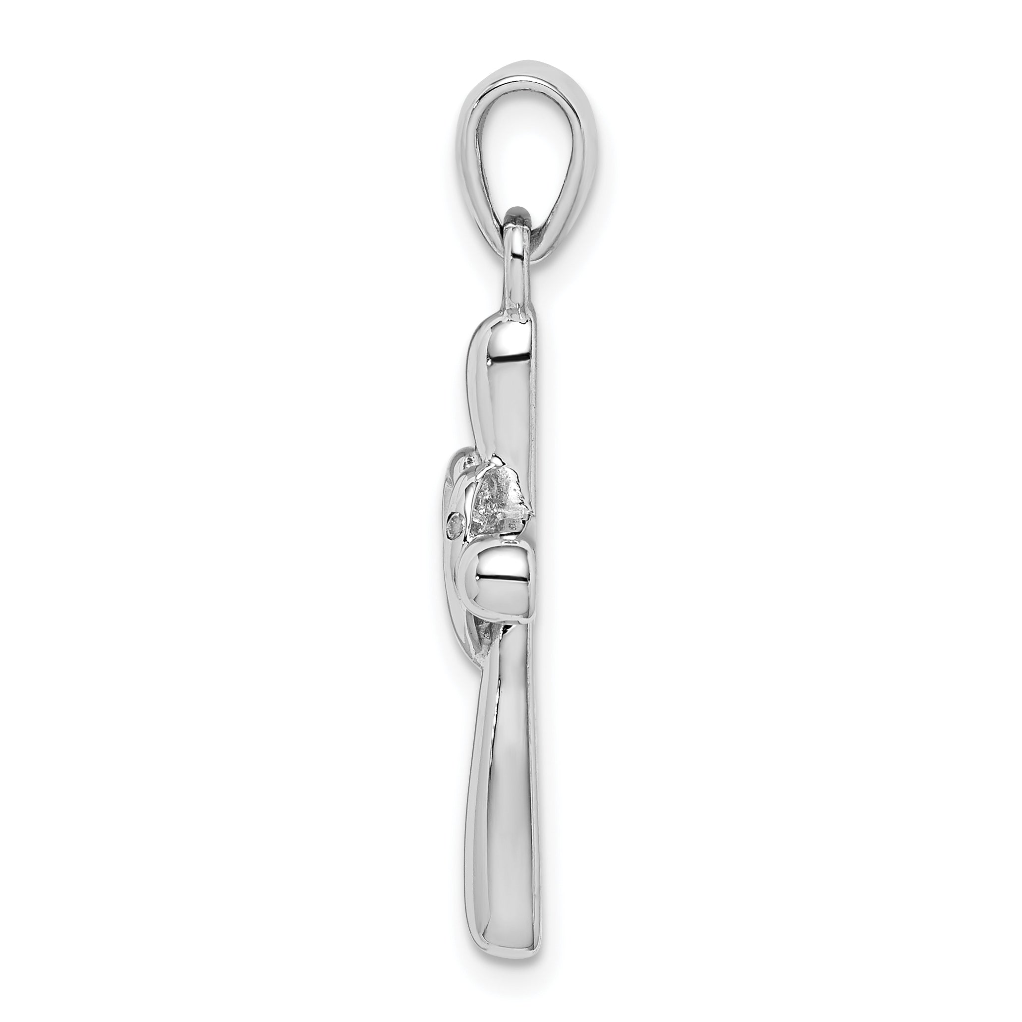 Sterling Silver 925 Heart Cross Pendant with Clear CZ Elegance Secondary image