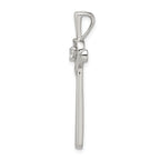 Sterling Silver CZ Heart Cross Pendant with Rhodium Elegance