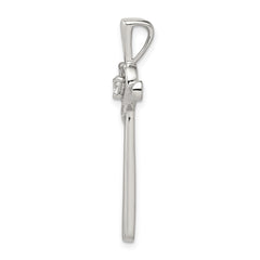 Sterling Silver CZ Heart Cross Pendant with Rhodium Elegance