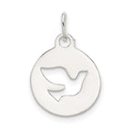 Sterling Silver 925 Dove Circle Charm with Polished Finish