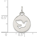 Sterling Silver 925 Dove Circle Charm with Polished Finish