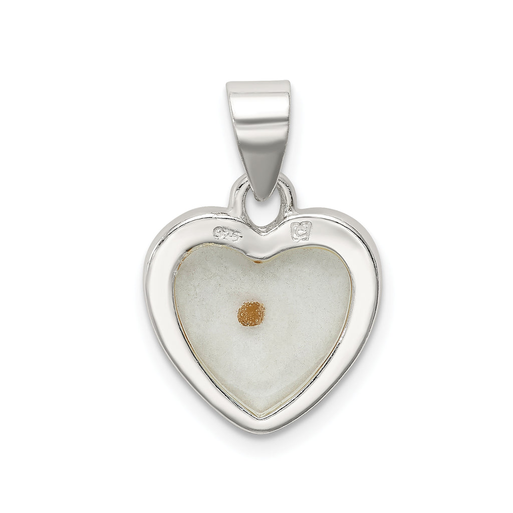 Sophia Jewelers Sterling Silver Heart Pendant with Enameled Mustard Seed Elegance