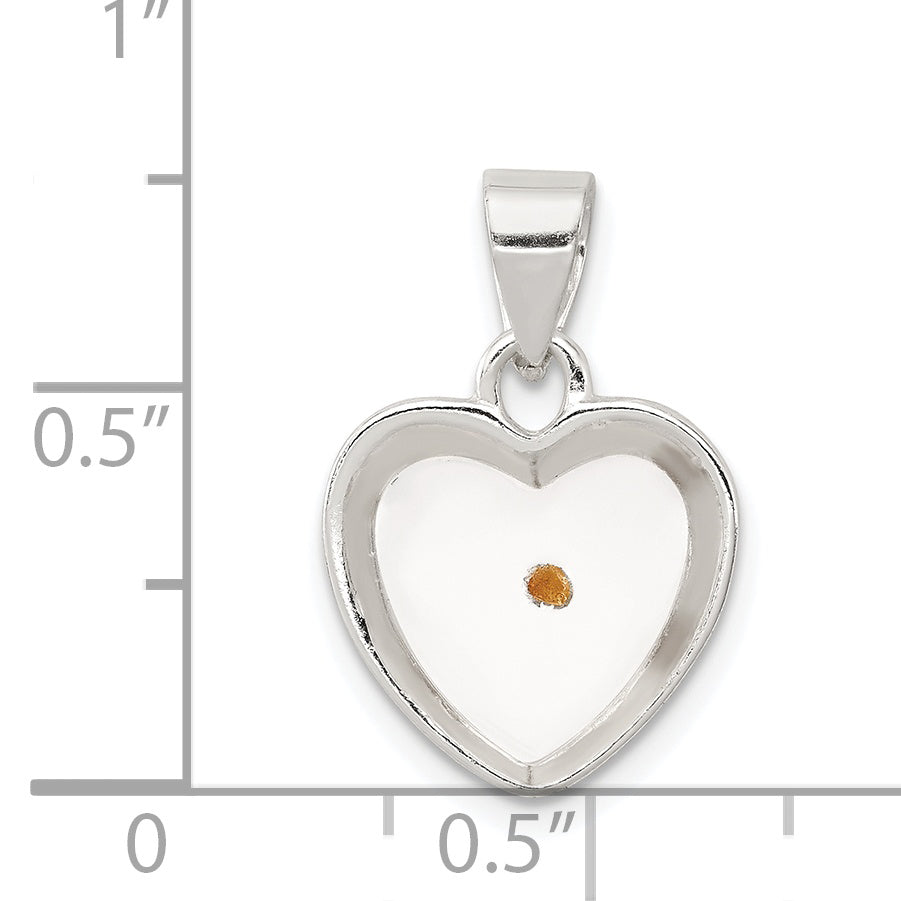 Sterling Silver Rhodium-plated Enameled Mustard Seed Heart Pendant