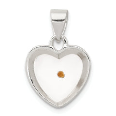 Sterling Silver Rhodium-plated Enameled Mustard Seed Heart Pendant