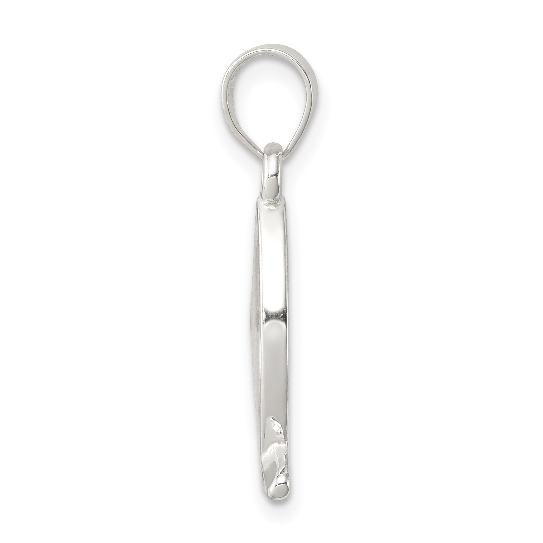 Sterling Silver Ichthus Fish Pendant Rhodium-Plated Polished Finish Elegant Secondary image