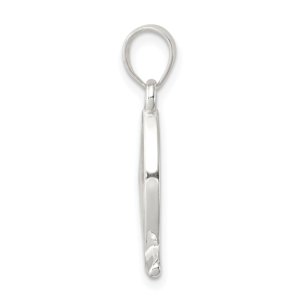 Sterling Silver Ichthus Fish Pendant Rhodium-Plated Polished Finish Elegant