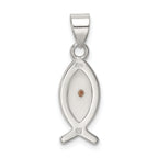Sterling Silver Ichthus Fish Pendant Rhodium-Plated Polished Finish Elegant