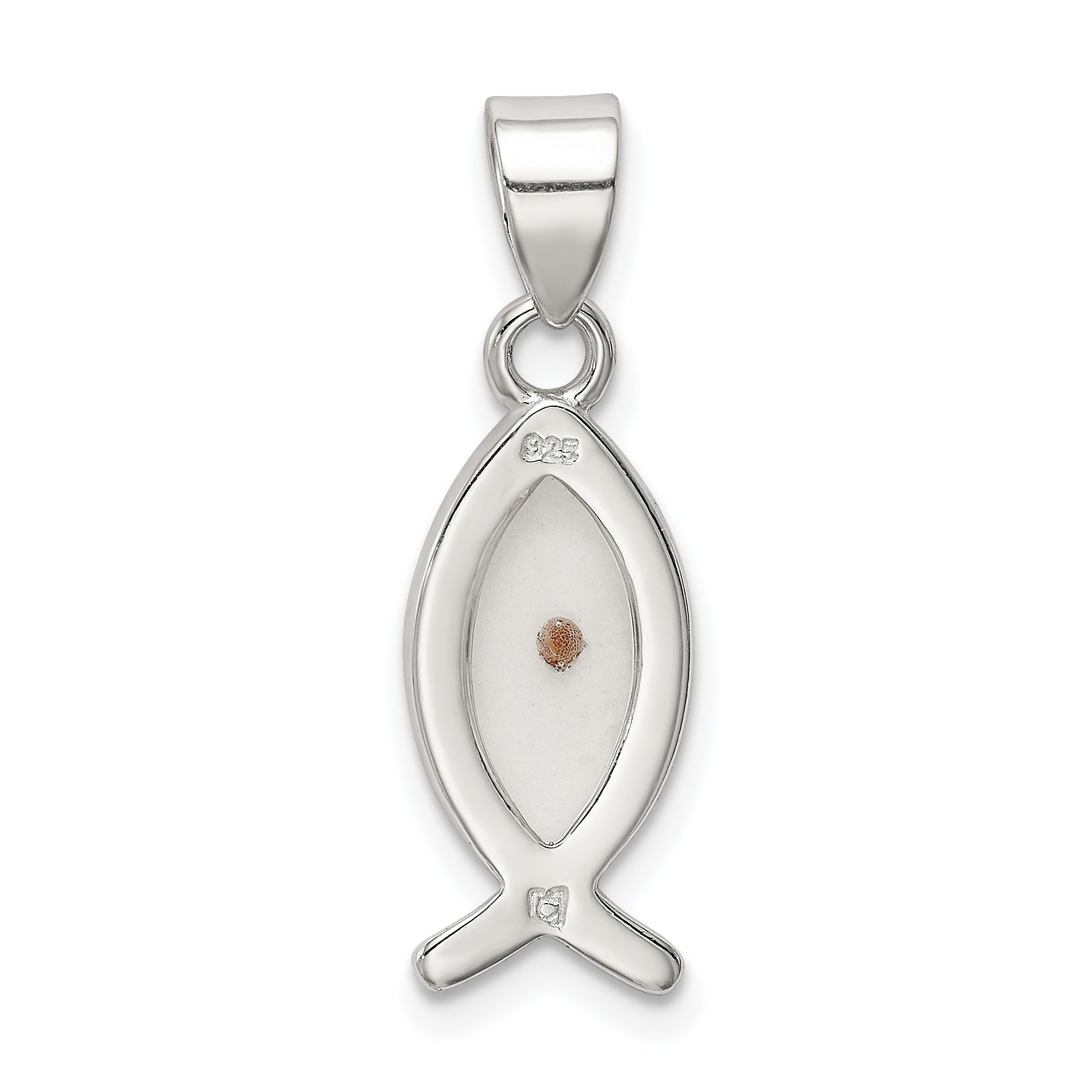 Sterling Silver Ichthus Fish Pendant Rhodium-Plated Polished Finish Elegant
