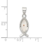 Sterling Silver Ichthus Fish Pendant Rhodium-Plated Polished Finish Elegant