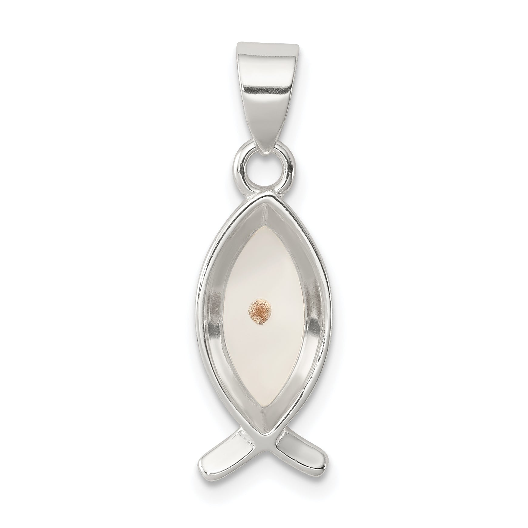 Sterling Silver Rhod-pltd Enameled Mustard Seed Ichthus Fish Pendant Main image