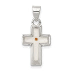 Sterling Silver Rhodium-plated Enameled Mustard Seed Cross Pendant