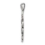 Sterling Silver 925 Flowered Cross Pendant with Polished Antique Finish