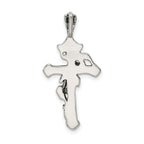 Sterling Silver 925 Flowered Cross Pendant with Polished Antique Finish