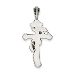 Sterling Silver 925 Flowered Cross Pendant with Polished Antique Finish