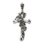 Sterling Silver Antiqued Flowered Cross Pendant