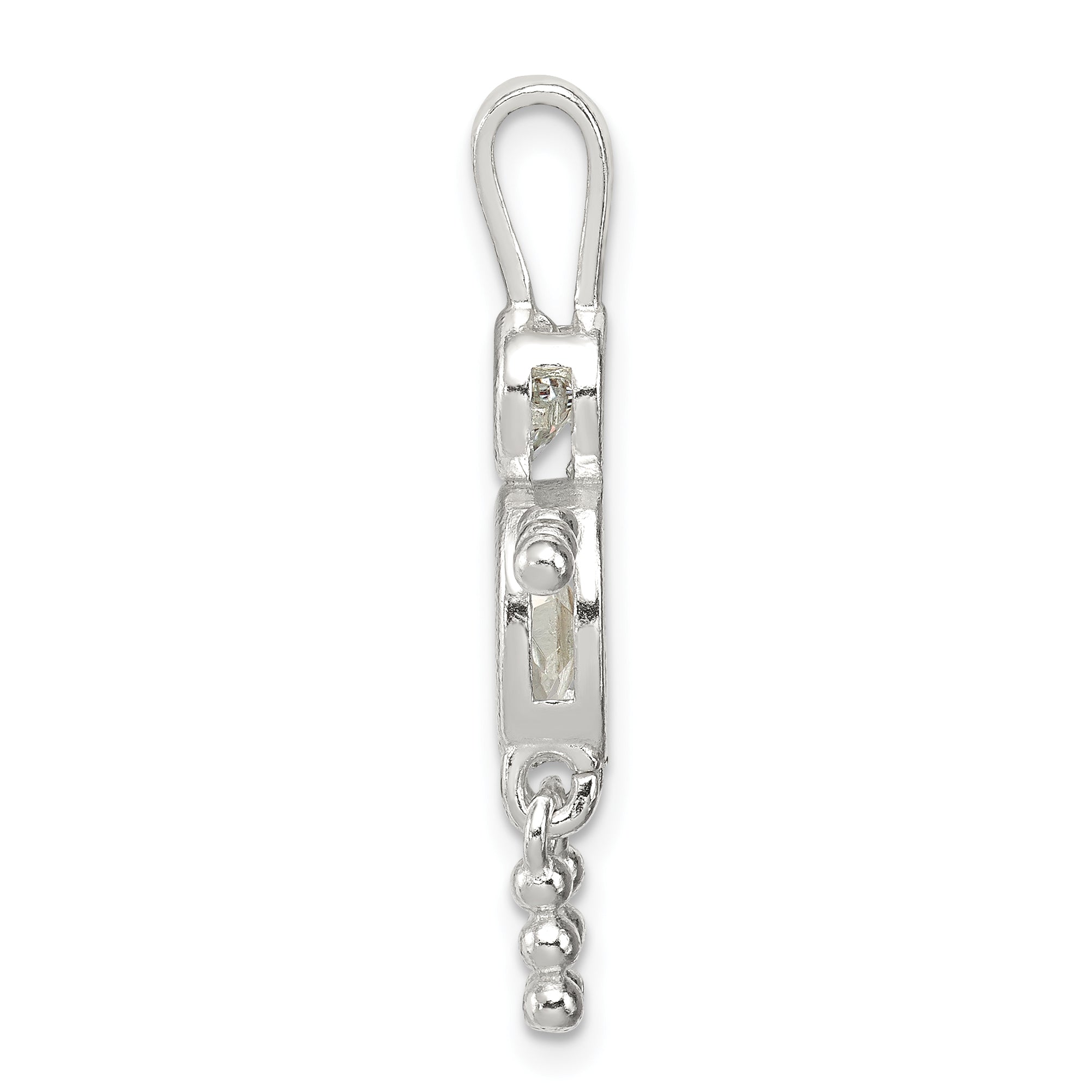 Sterling Silver 925 Boy Pendant with Clear CZ April Birthstone Secondary image