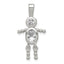 Sterling Silver Rhodium-plated CZ & April Glass Boy Pendant