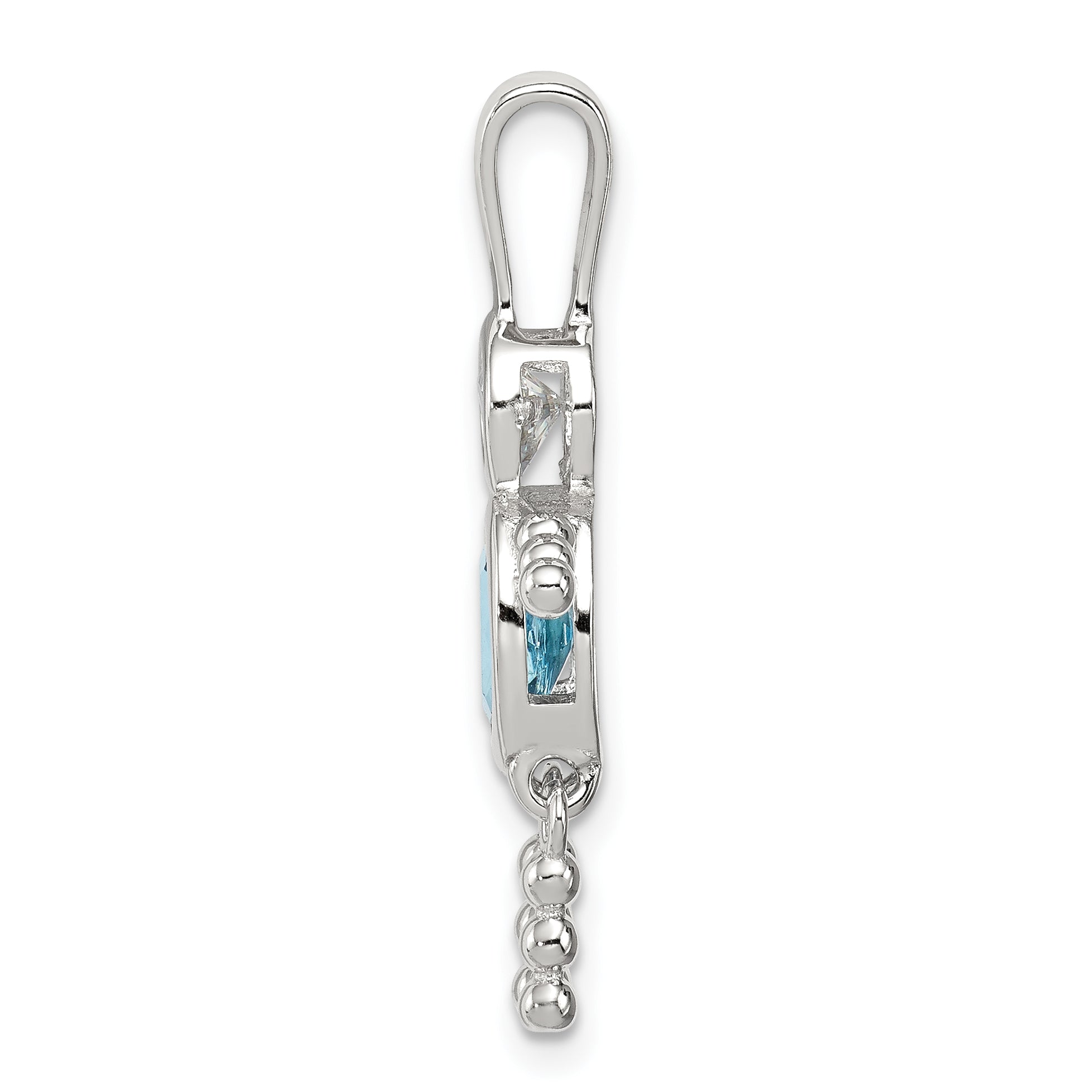 Sterling Silver 925 Boy Pendant with December Blue CZ Birthstone Secondary image