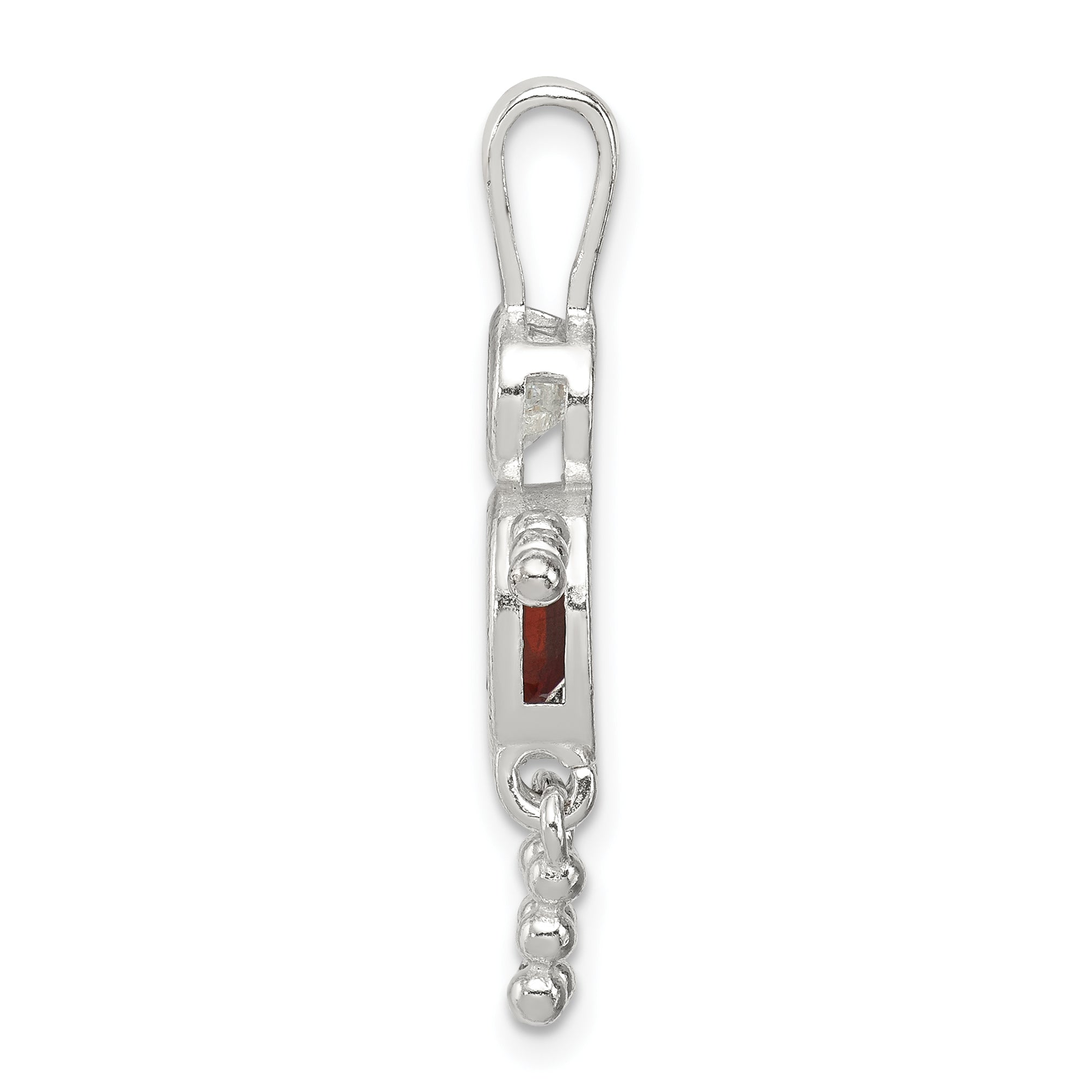 Sterling Silver Rhodium-Plated Boy Pendant with January Synthetic Birthstone Secondary image