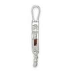 Sterling Silver Rhodium-Plated Boy Pendant with January Synthetic Birthstone