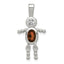 Sterling Silver Rhodium-plated CZ & January Glass Boy Pendant