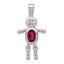 Sterling Silver Rhodium-plated CZ & July Glass Boy Pendant