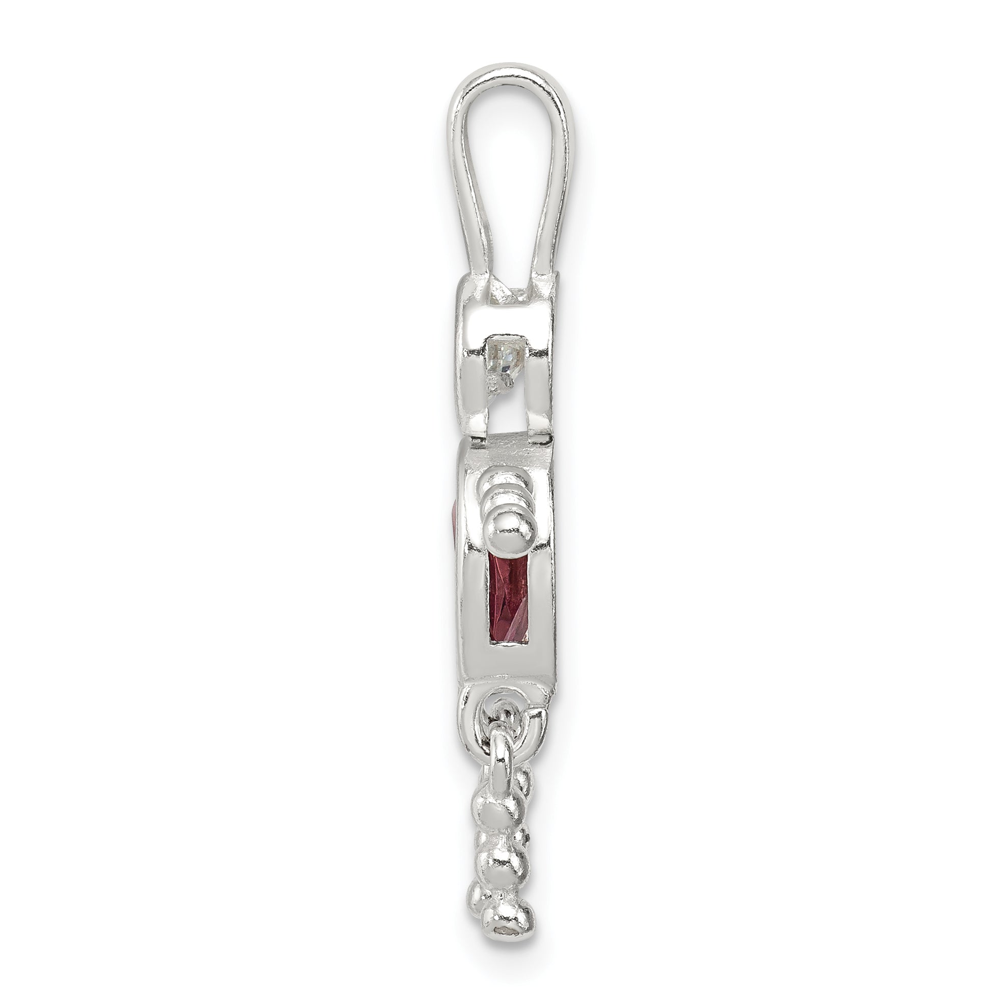 Sterling Silver Rhodium-Plated Boy Pendant with June Birthstone Charm