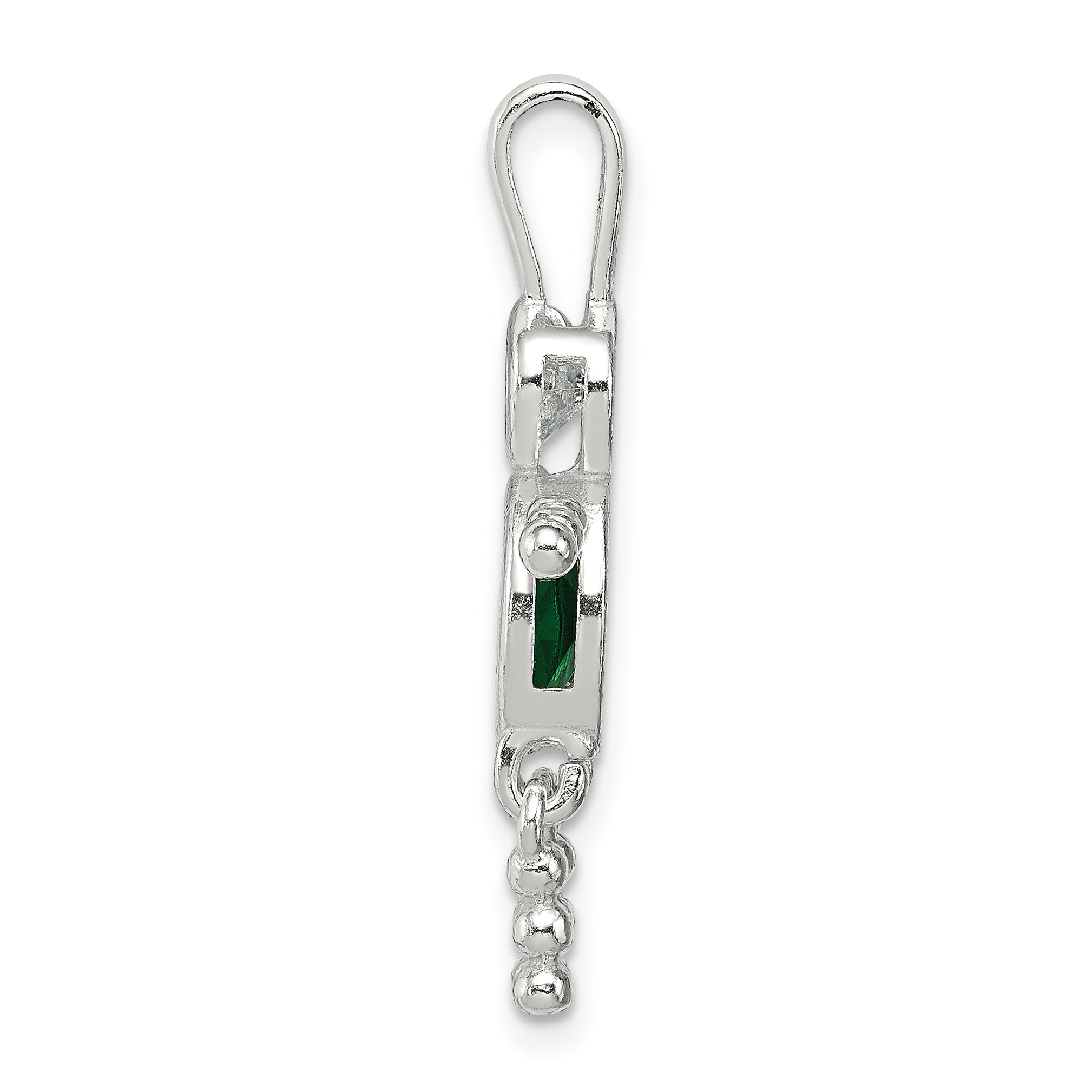 Sterling Silver 925 Boy Pendant with Green May Birthstone Secondary image