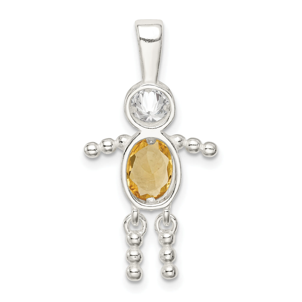 Sterling Silver Boy Pendant with November Birthstone Charm
