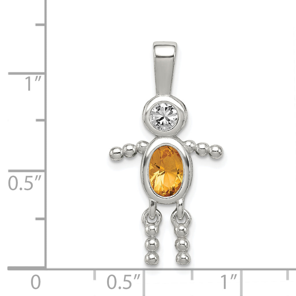 Sterling Silver Boy Pendant with November Birthstone Charm